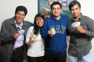Johnny, Gabriela, Jose and Alejandro after completing the Office Escape Room.